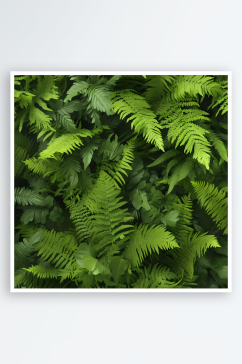 森林茂密的蕨类植物叶片翠绿如羽