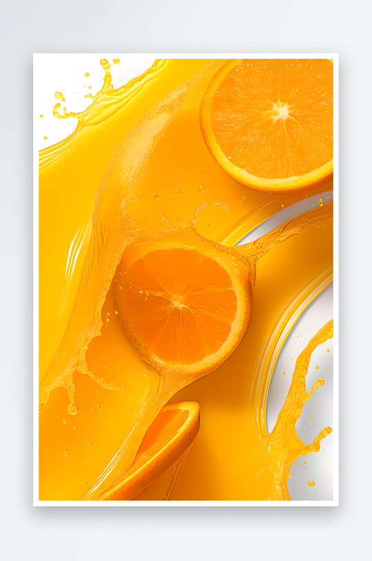 新鲜橙汁飞溅弧线动态效果
