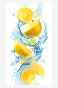 柠檬和柠檬水白色背景图