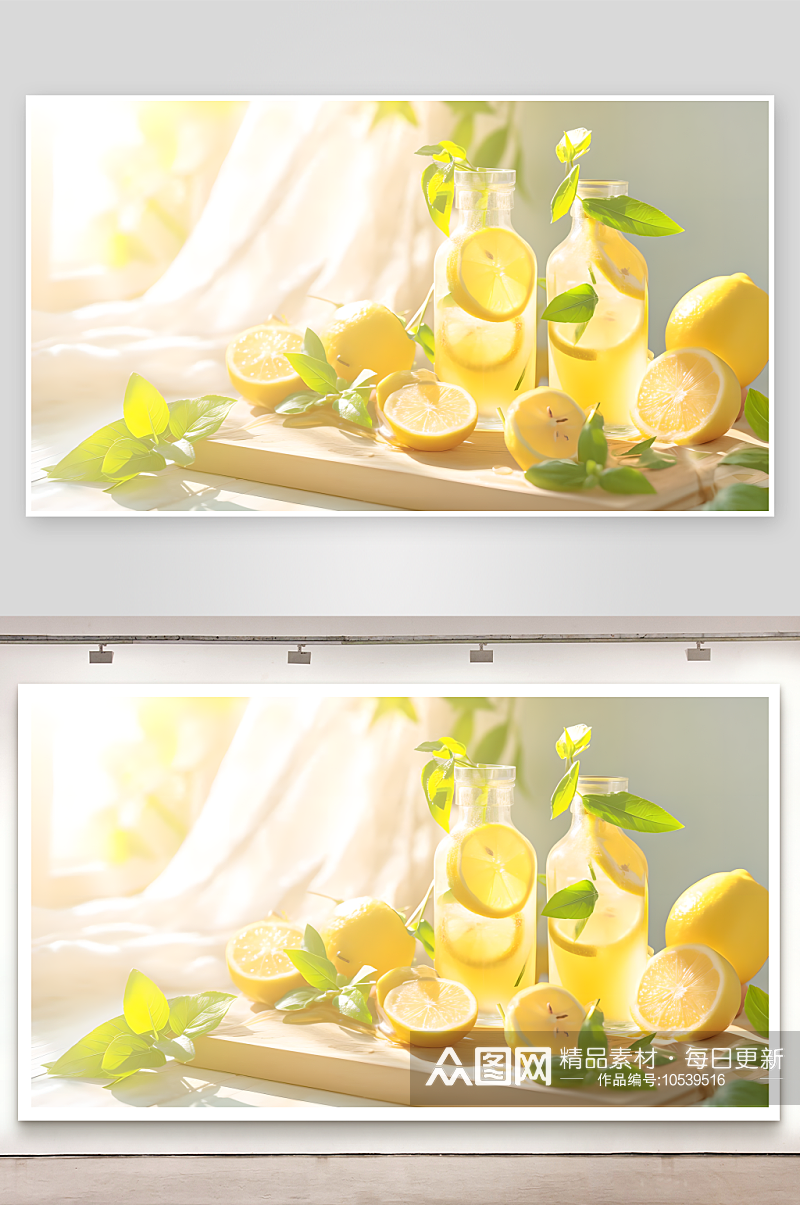 柠檬和柠檬水白色背景图素材