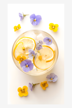柠檬和柠檬水白色背景图