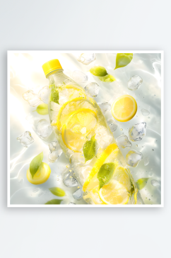夏日饮品柠檬水白色背景图