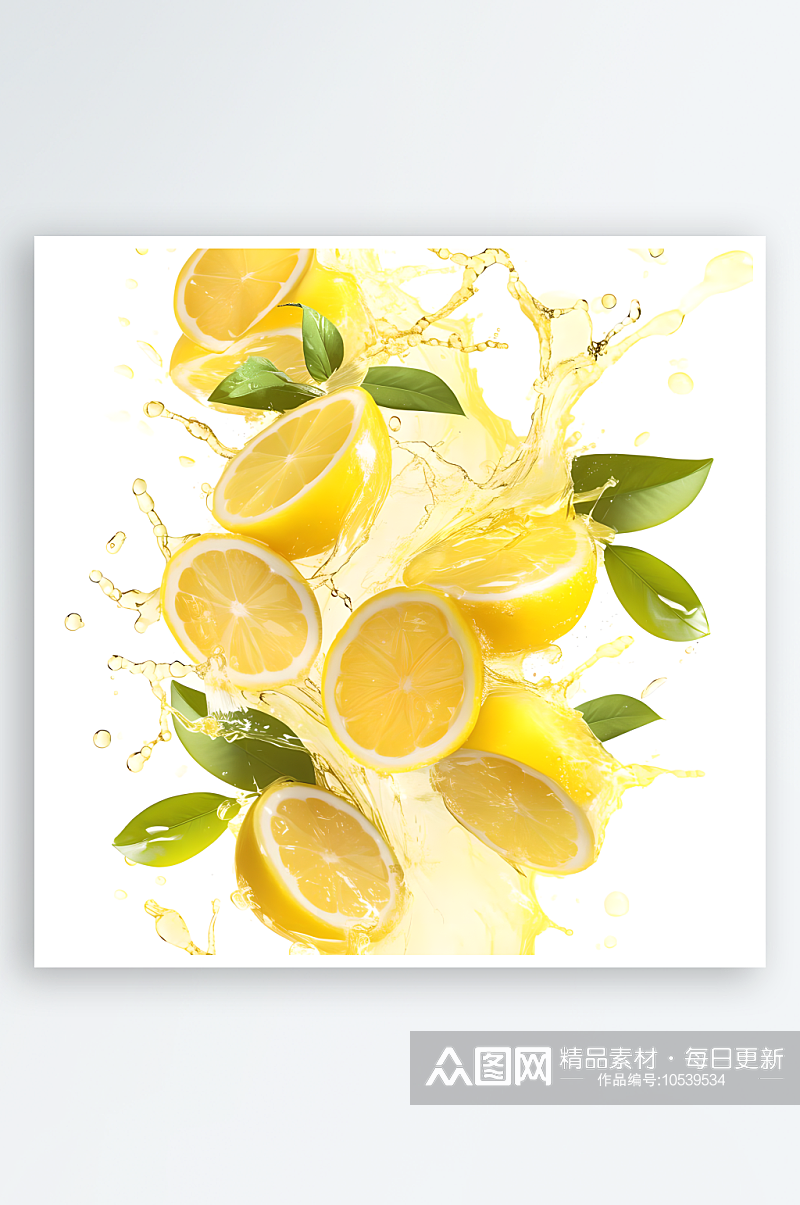 饮品柠檬和柠檬水白色背景图素材