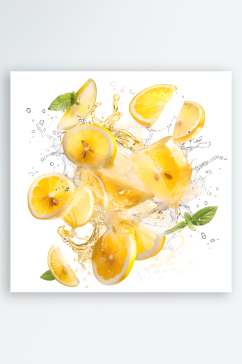 饮品柠檬和柠檬水白色背景图