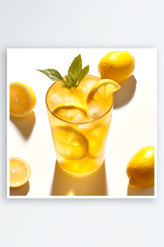 饮品柠檬和柠檬水白色背景图