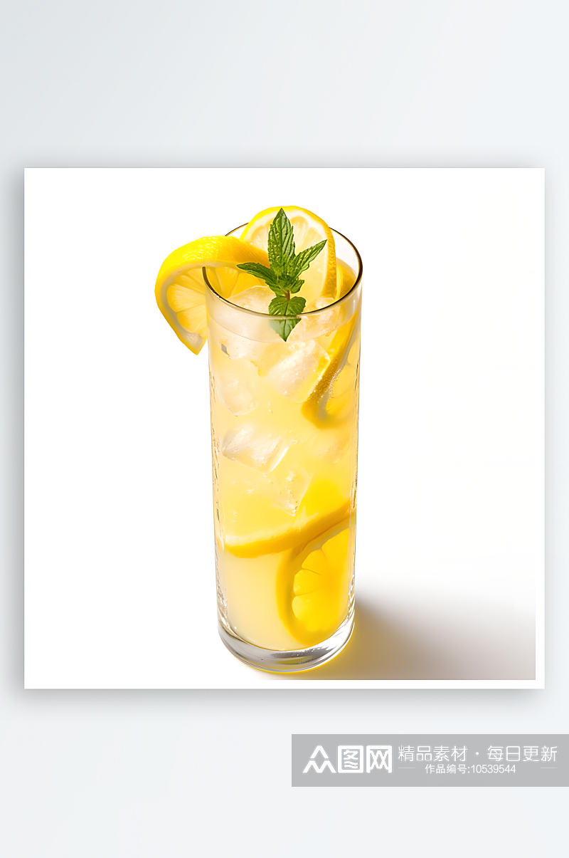 饮品柠檬和柠檬水白色背景图素材