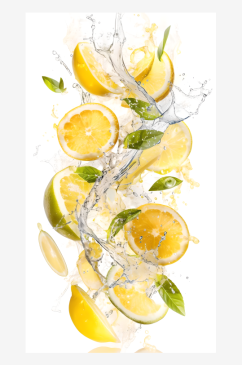 夏日饮品柠檬水白色背景图