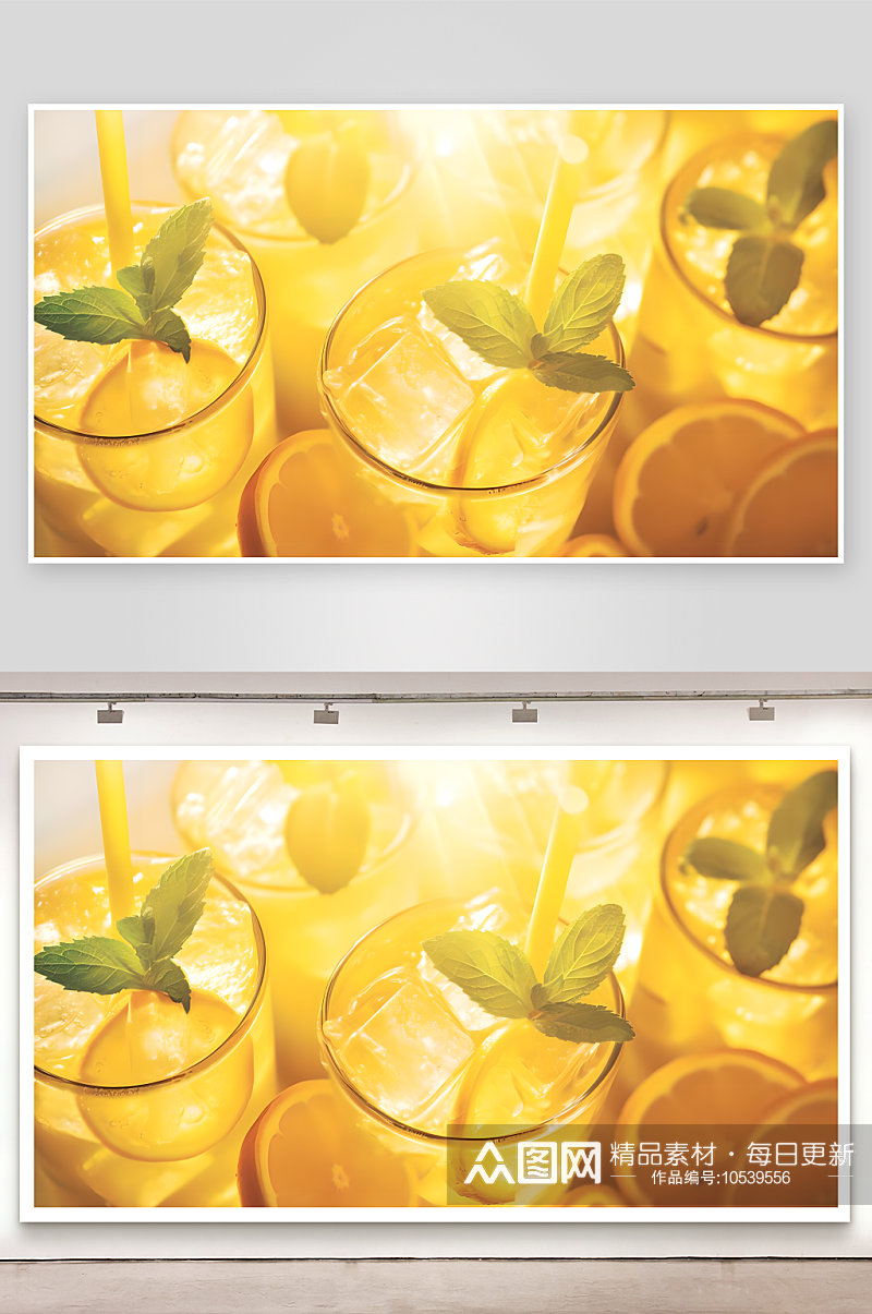 夏日饮品柠檬水白色背景图素材