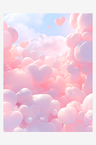 圆球和云朵粉色梦幻背景