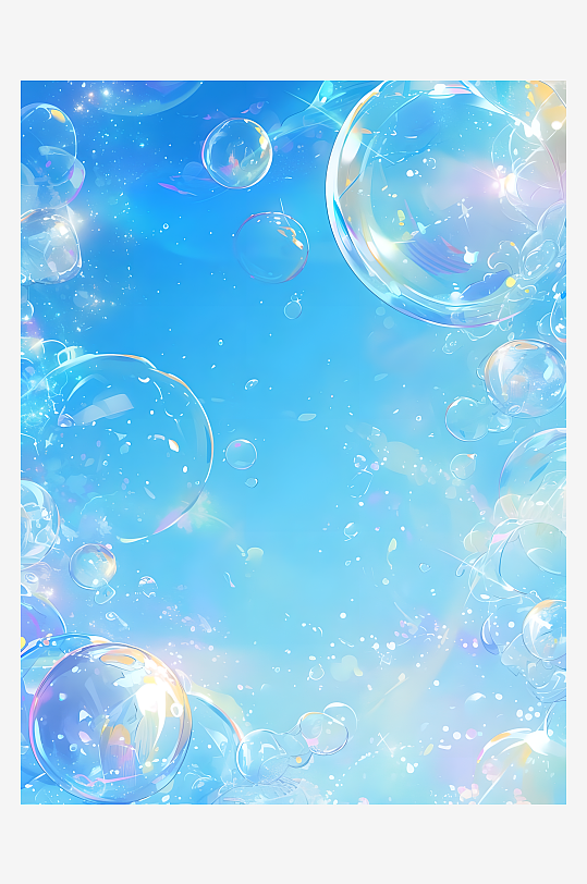 蓝色通透的气泡幻彩背景图