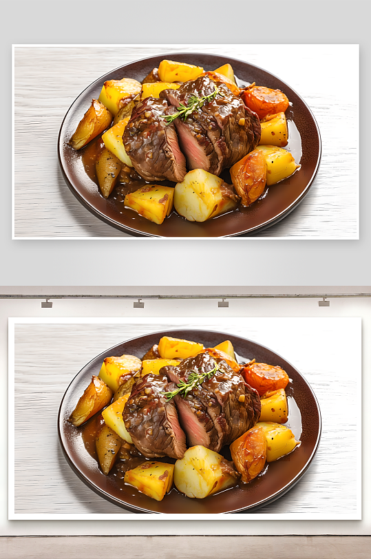 食物牛肉炖土豆菜肴摄影图