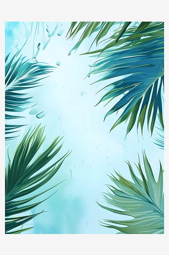 植物椰子树叶边框3D效果