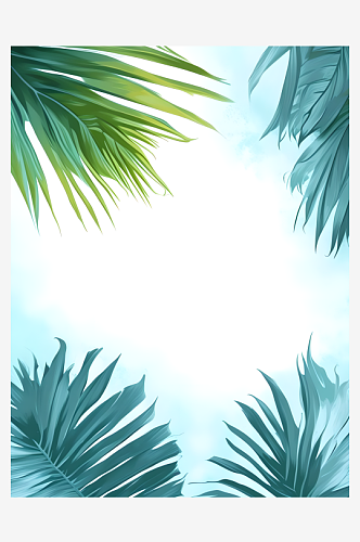 植物椰子树叶边框3D效果