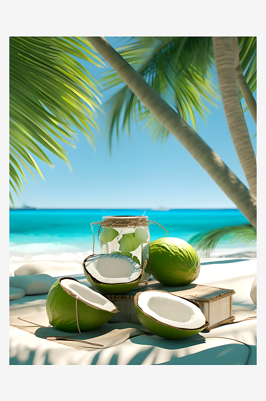 夏日椰子汁3D效果图