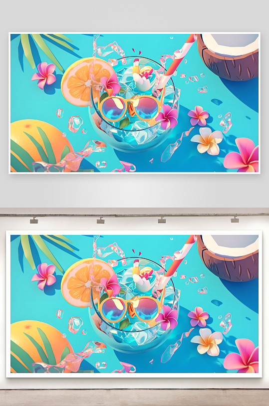 夏日椰子汁3D效果图