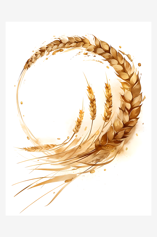 麦子麦穗平面插画白色背景图