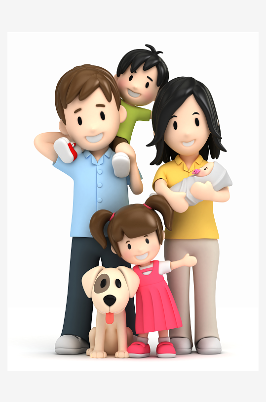 一家四口卡通动漫动画设计人物