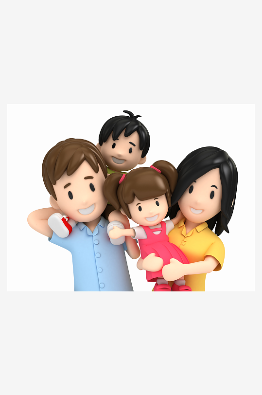 一家四口卡通动漫动画设计人物