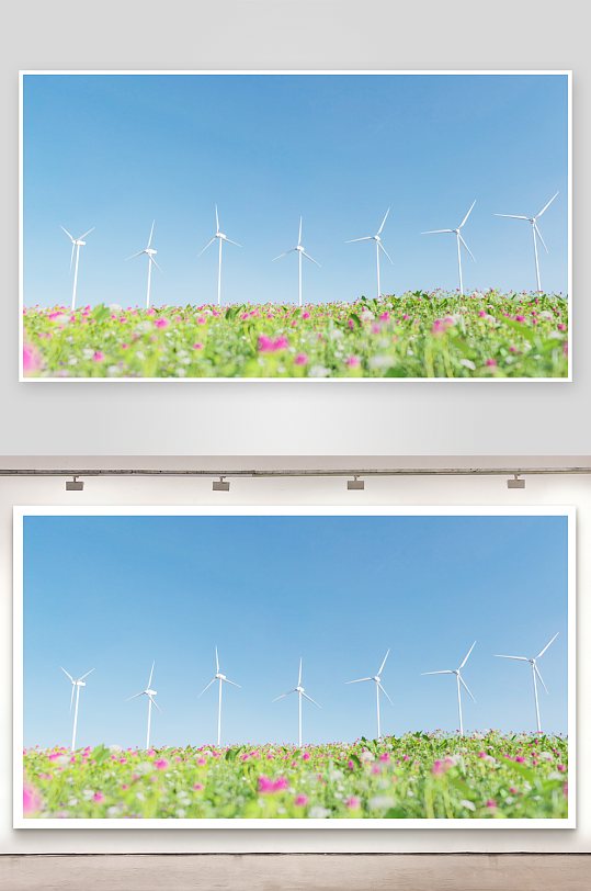 大草原风力发电车景色