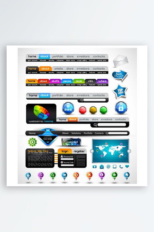 网页图标网站标签网站菜单设计