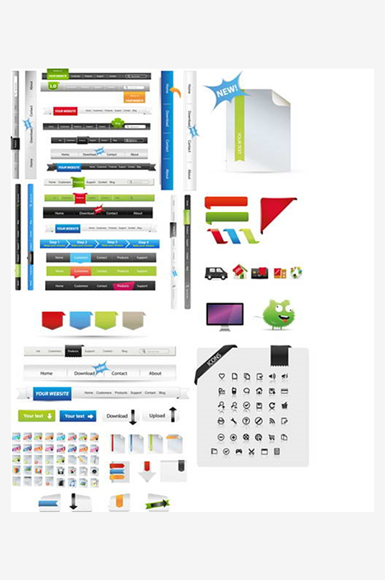 网页图标网站标签网站菜单设计