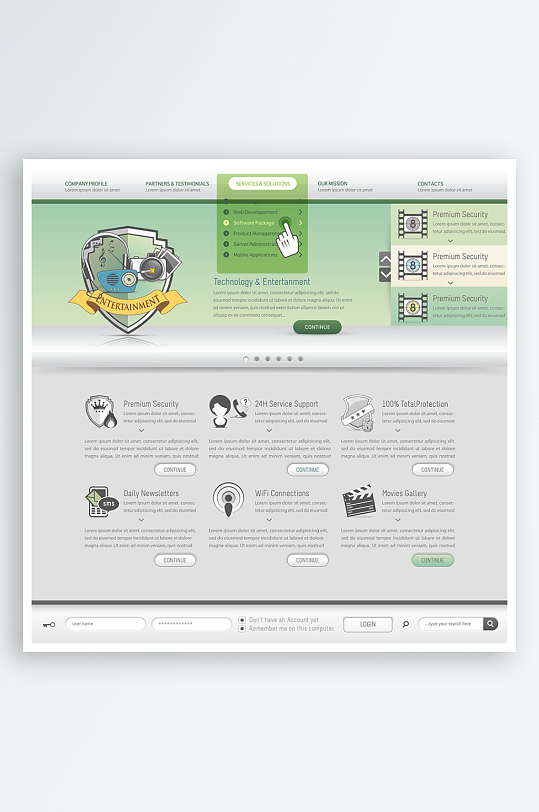 网站菜单网站设计网页模板素材