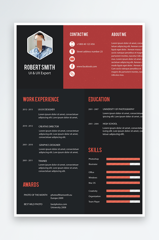 个人简历PSD分层设计素材-众图网