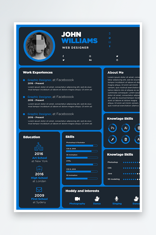 个人简历PSD分层设计素材-众图网