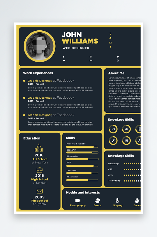 个人简历PSD分层设计素材-众图网