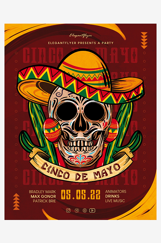 墨西哥亡灵节PSD分层设计素材-众图网