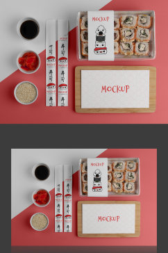 精品美食餐具餐饮寿司展示样机