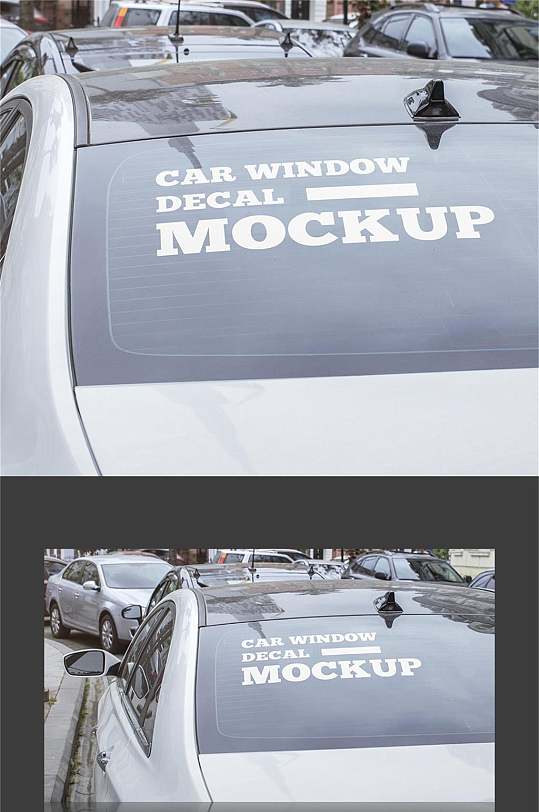 简约玻璃贴纸车贴广告展示样机