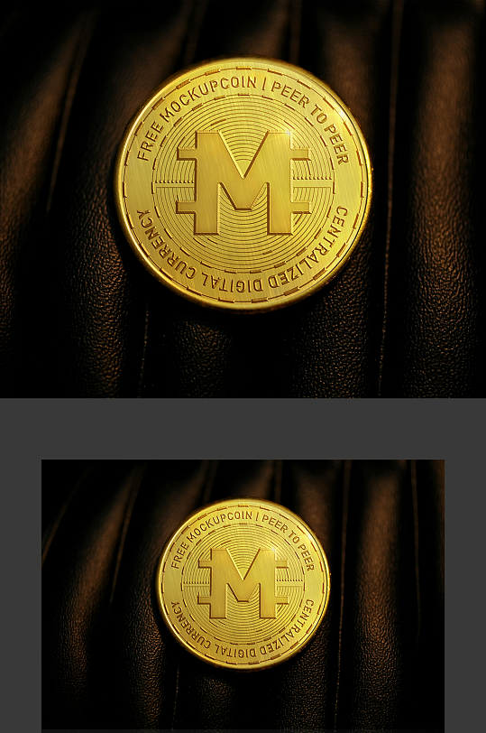 凹凸质感金色徽章金币展示样机