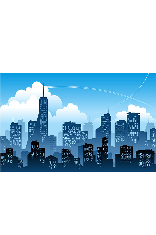 大气城市高楼灯光矢量插画