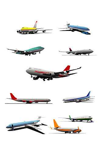 大飞机客机彩色矢量大型飞机