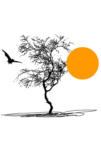 枯树枝桠蝙蝠剪影