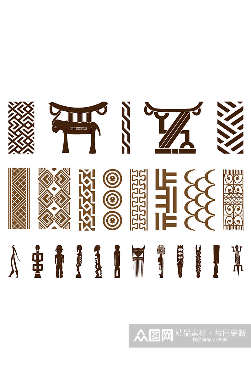 非洲动物部落人民几何素材