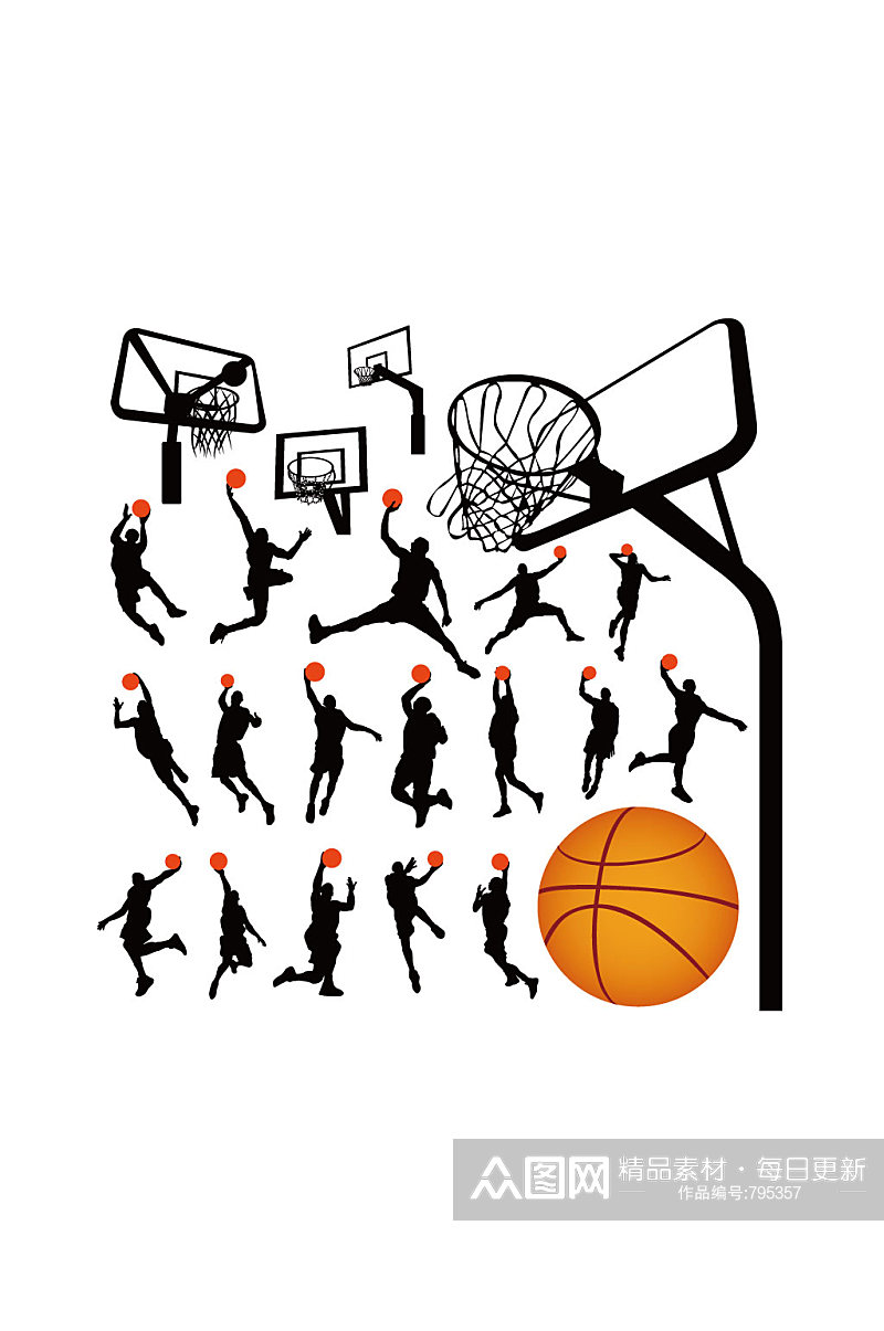 篮球运动投篮姿势素材