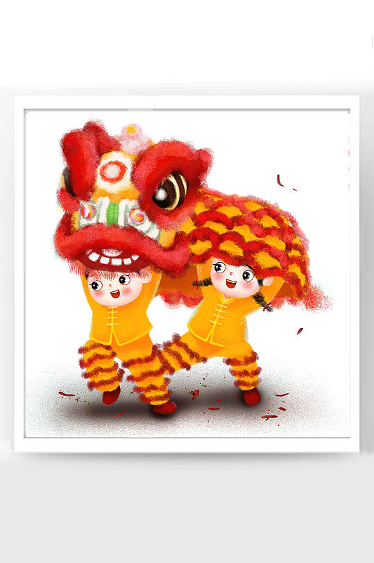 春节二福娃舞狮子