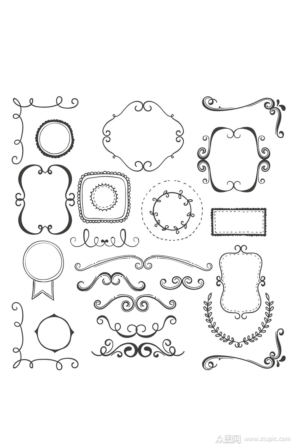 手绘边框花纹素材元素