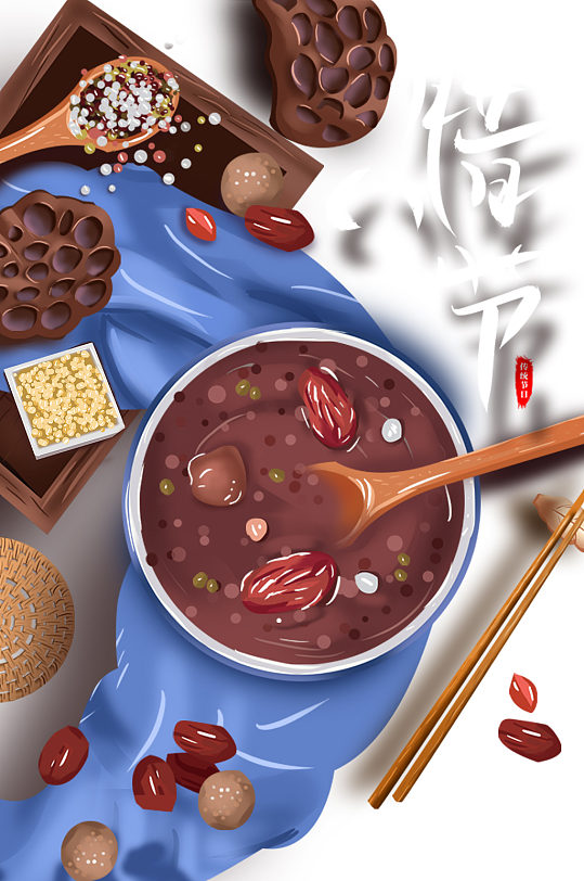 立即下载腊八节腊八粥png免抠素材立即下载手绘腊八节卡通人物插画