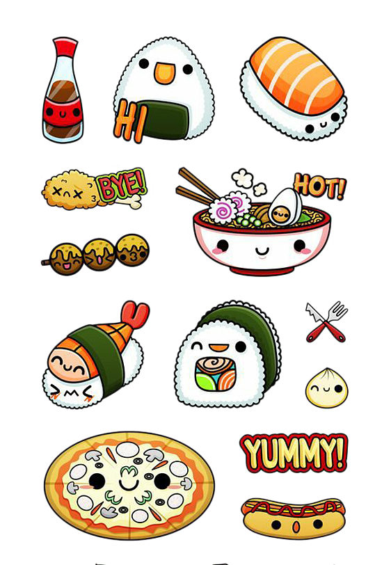 食物圖標合集壽司美食卡通免摳PNG