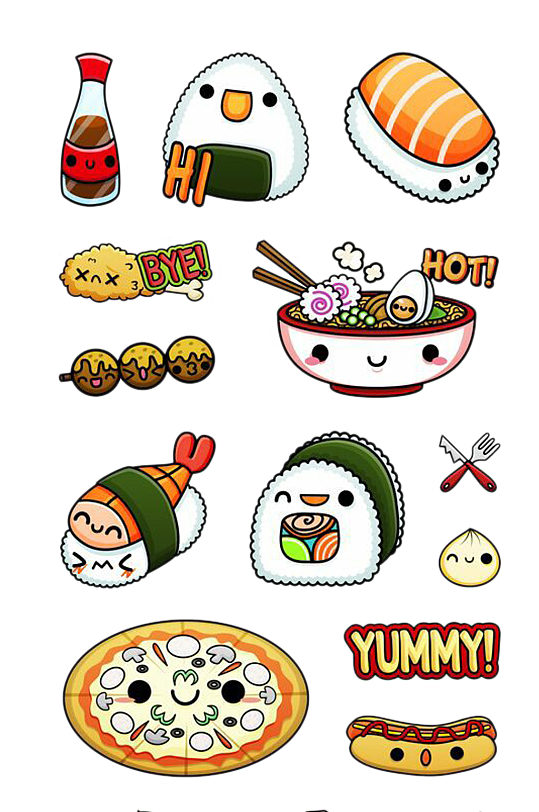 食物图标合集寿司美食卡通免抠PNG