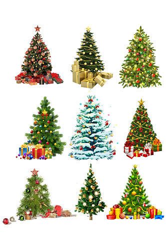 圣诞节各式圣诞树素材免抠PNG