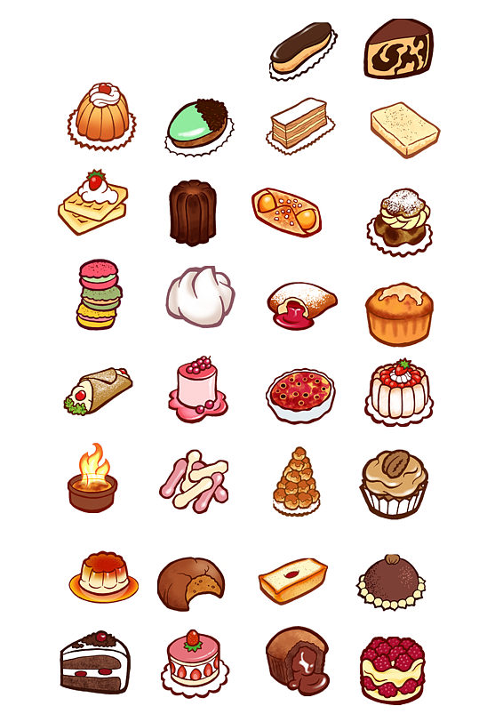 手绘卡通美食甜品小吃元素免抠png-众图网