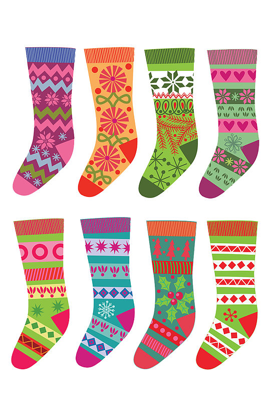 圣诞节主题袜子装饰元素免抠PNG