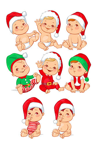 可爱圣诞节宝宝插画卡通免抠