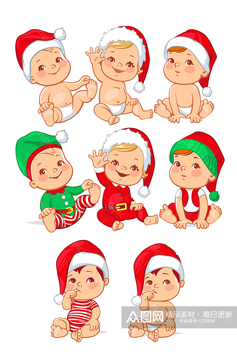 可爱圣诞节宝宝插画卡通免抠素材