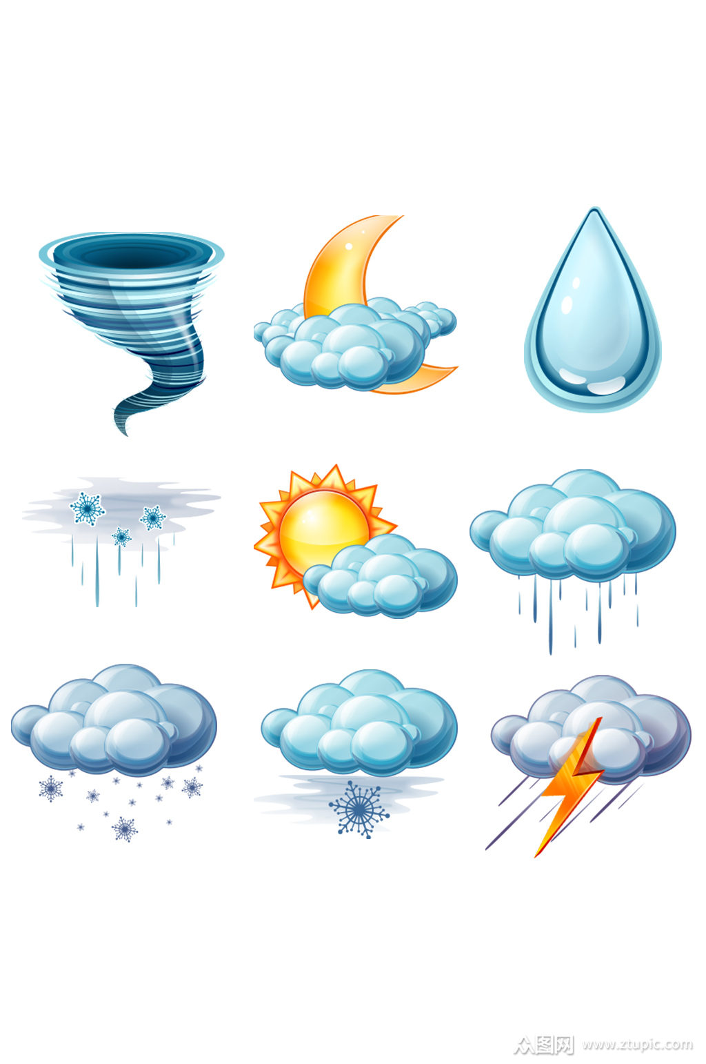 手绘插画卡通天气预报气象类质感免抠
