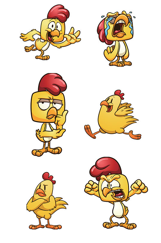 卡通插画可爱多款小鸡动物表情免抠